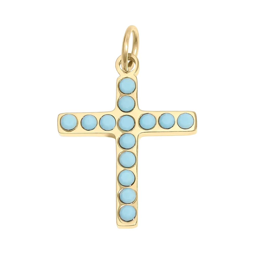 Turquoise Cross Charm